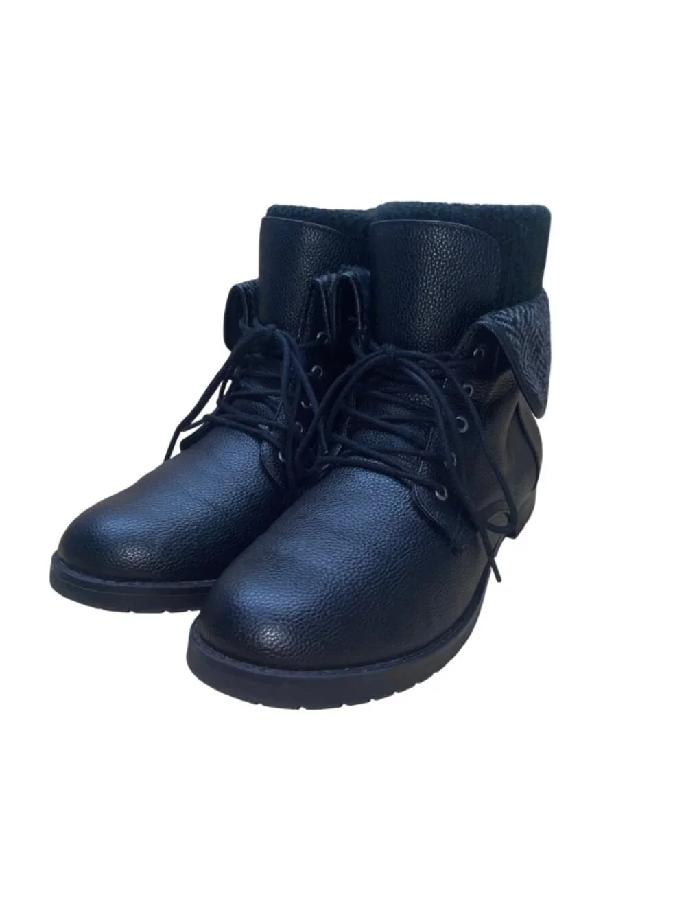 Torrid Women’s Black Faux Leather Side Zipper Fold-Over Ankle Boots Size 12W